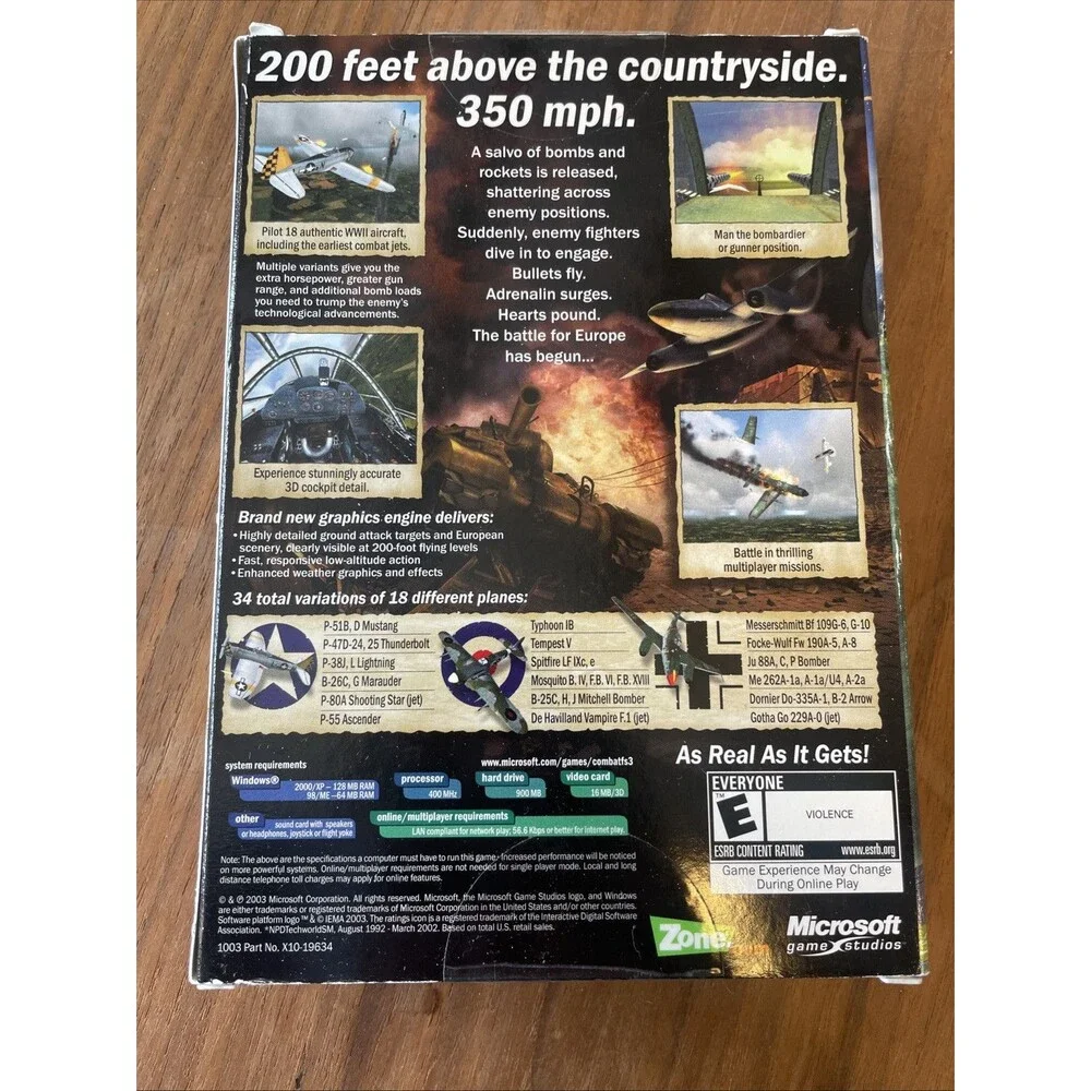 NOS Microsoft Combat Flight Simulator 3 Battle for Europe SEALED 2002 Orig Box